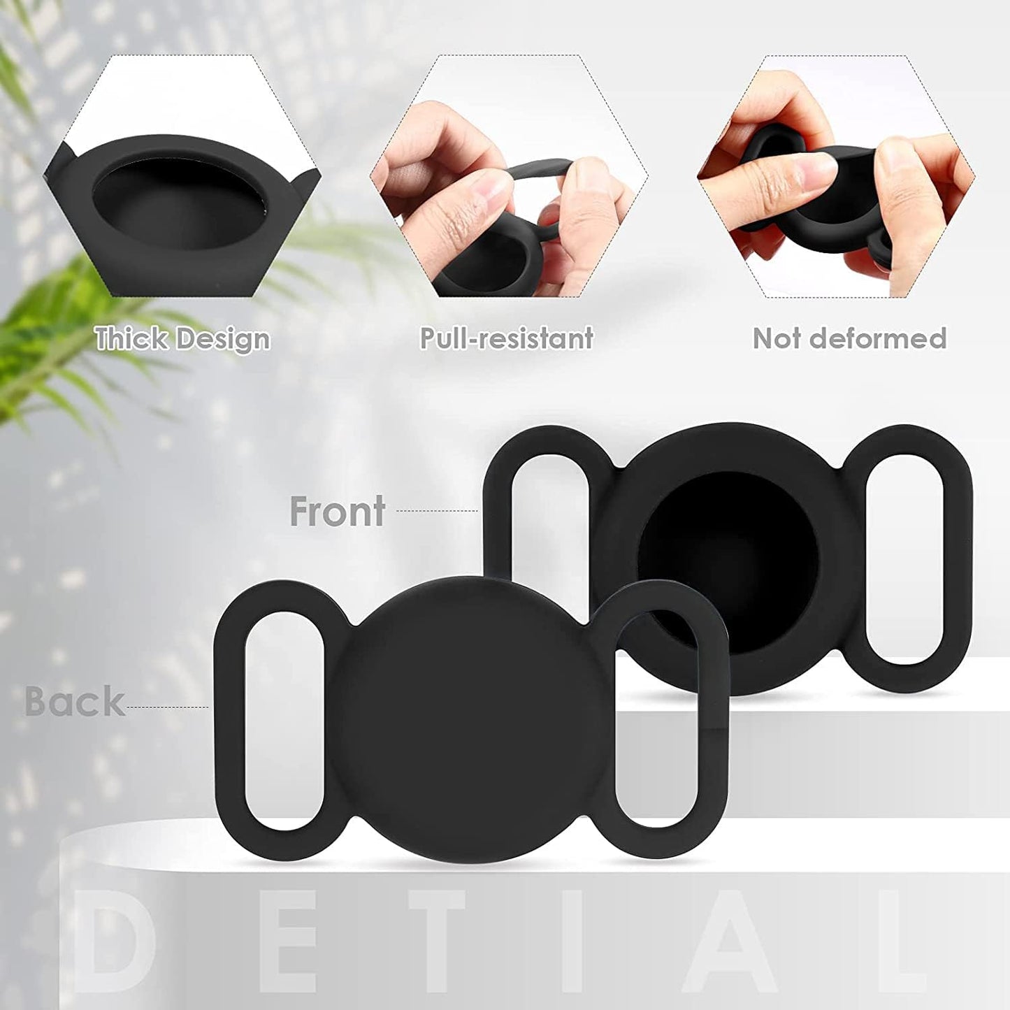 Air-Tag Dog Collar,Silicone Case for GPS Tracking Finder,Protective Cover Compatible with Apple Air-Tag,Safety and Anti-Lost,Dog Collar Cat Loop Holder Pet Accessories (Black-Black)