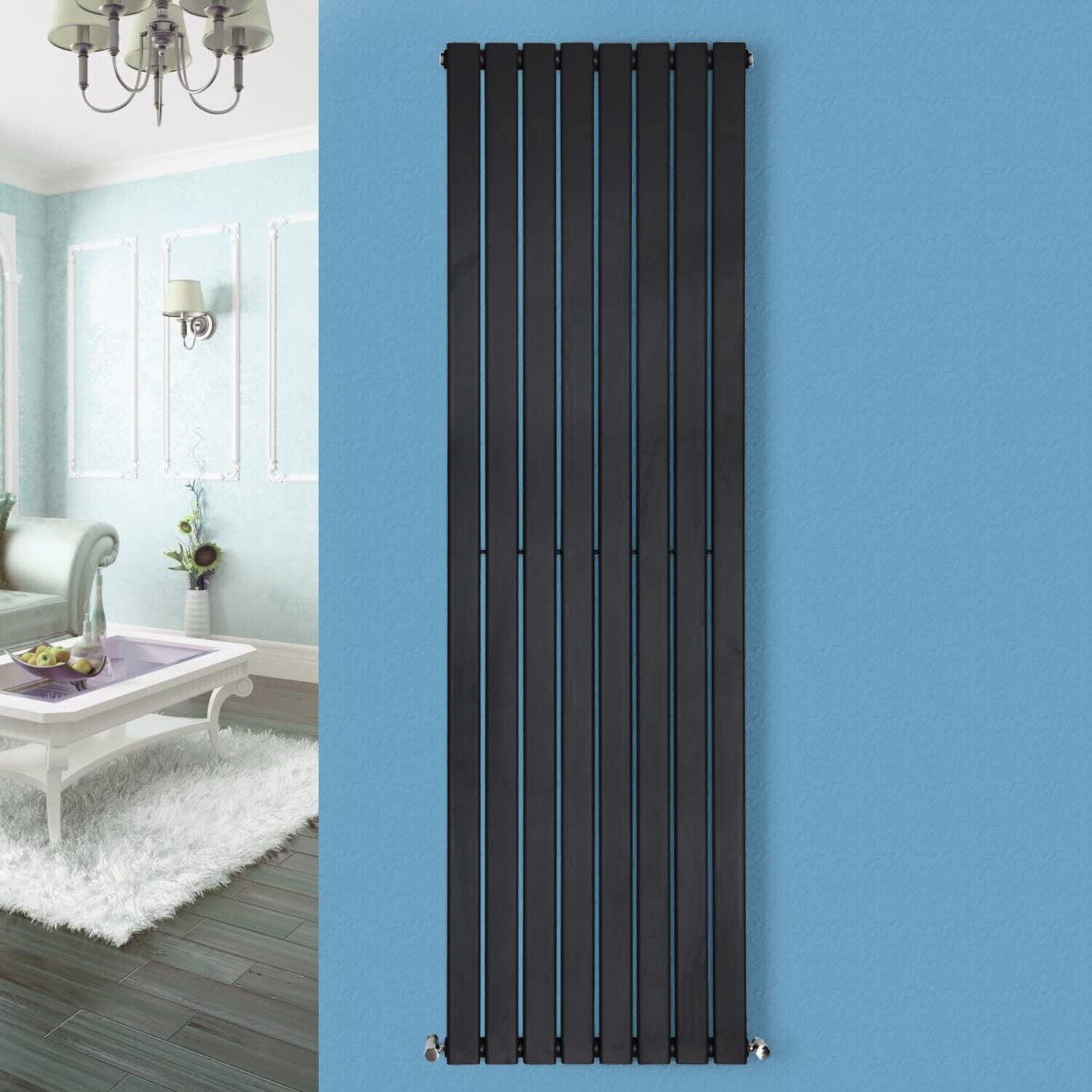 Nes Home 1800 X 546 Mm Single Flat Panel Matte Black Radiator