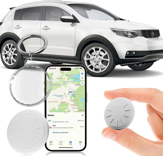 Tags-4 Pack Air Tracker Works with Apple Find My (Ios Only), Track Keys Wallet Luggage Backpack Suitcase, Super Lightweight Item Finder with 4 Keyrings and 4 Cases, Replaceable Battery (2)