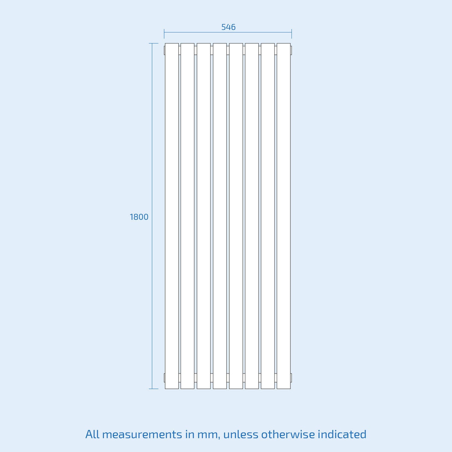 Nes Home 1800 X 546 Mm Single Flat Panel Matte Black Radiator