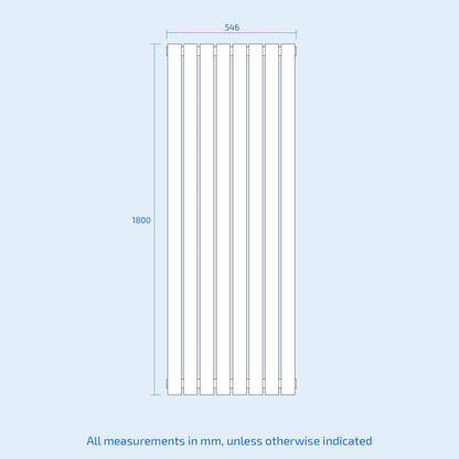 Nes Home 1800 X 546 Mm Single Flat Panel Matte Black Radiator