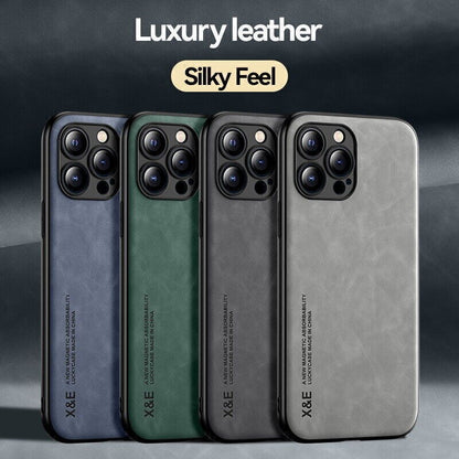 For Iphone 17 16 15 14 13 Pro Max Shockproof Magnetic Leather Black Case Cover